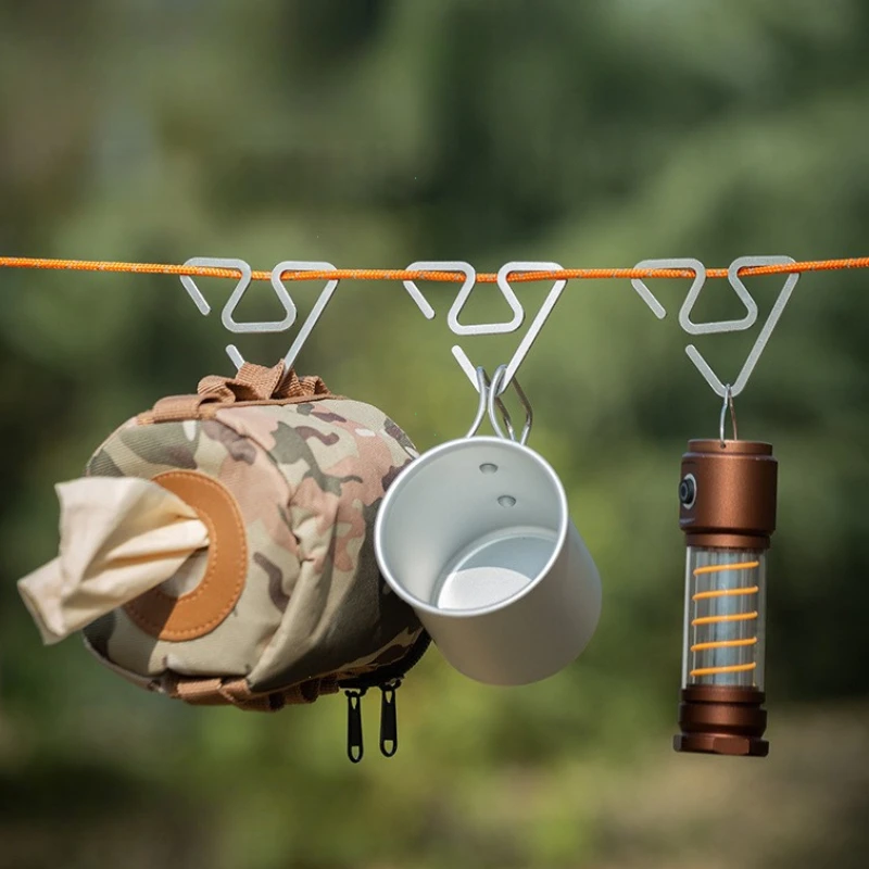 1pc Outdoor Camping Multifunctional Integrated Hook Metal Tent Lamp Rack Double-headed Hanger Bidirectional Return Hook
