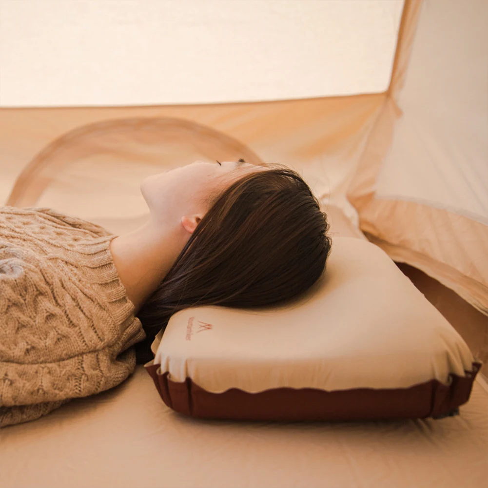 Camping Air Pillow Neck Protect Outdoor Sleeping Pillow Ergonomic Portable Self Inflating Pillow for Car Airplane Train Office
