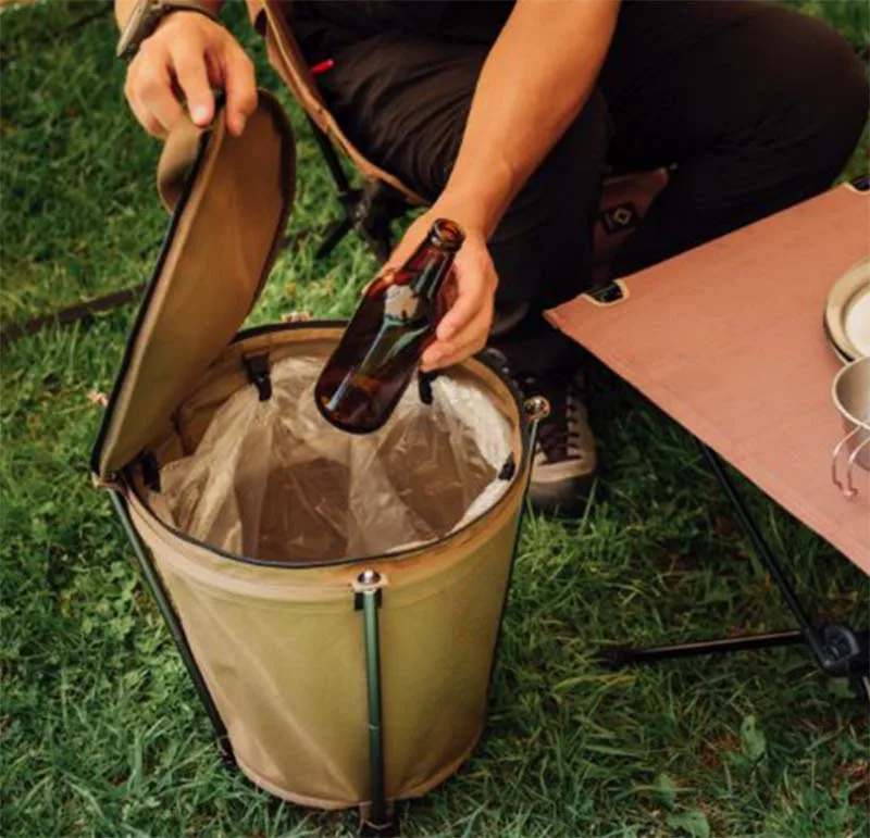 Outdoor camping Trash Can LightweightCollapsible Oxford cloth Storage RoundBin Self-drive Barbecue Portable CarTrash Bin